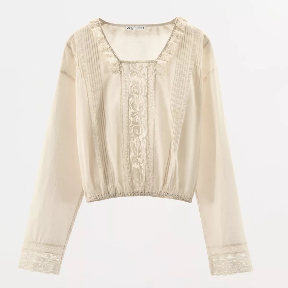 Zara Lace trim blouse/shirt - Picture 2 of 11